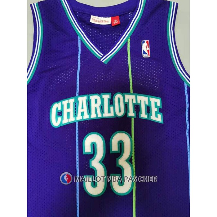 Maillot Charlotte Hornets Alonzo Mourning NO 33 Mitchell & Ness Volet